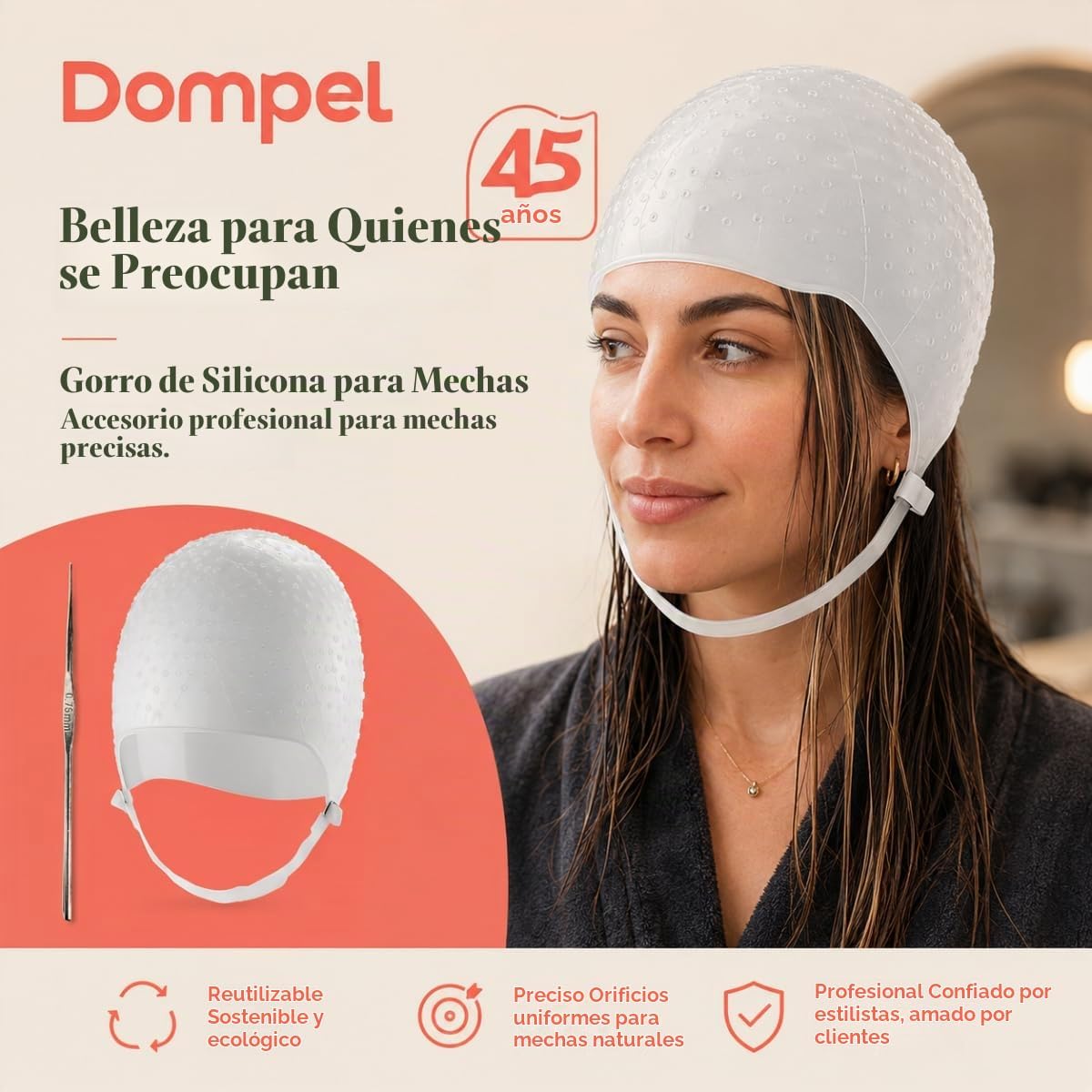 Gorro de silicona para resaltar el cabello Dompel | Gorro de silico...