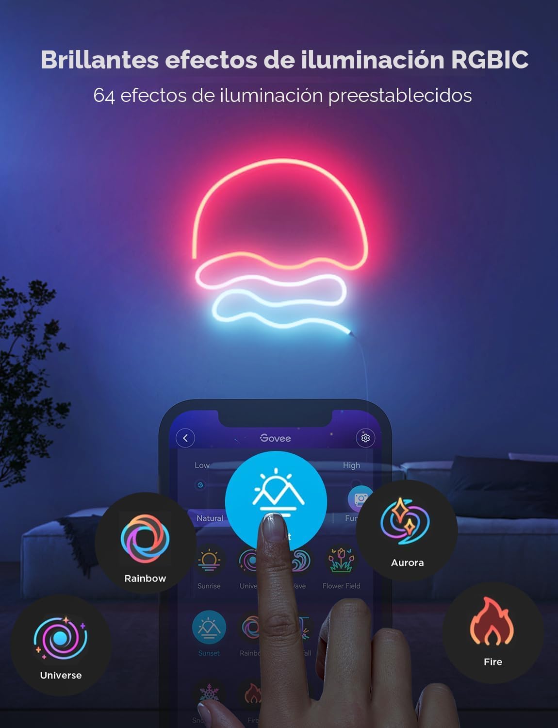 Govee Luces de neón RGBIC de 32.8 pies que funcionan con materia, A...