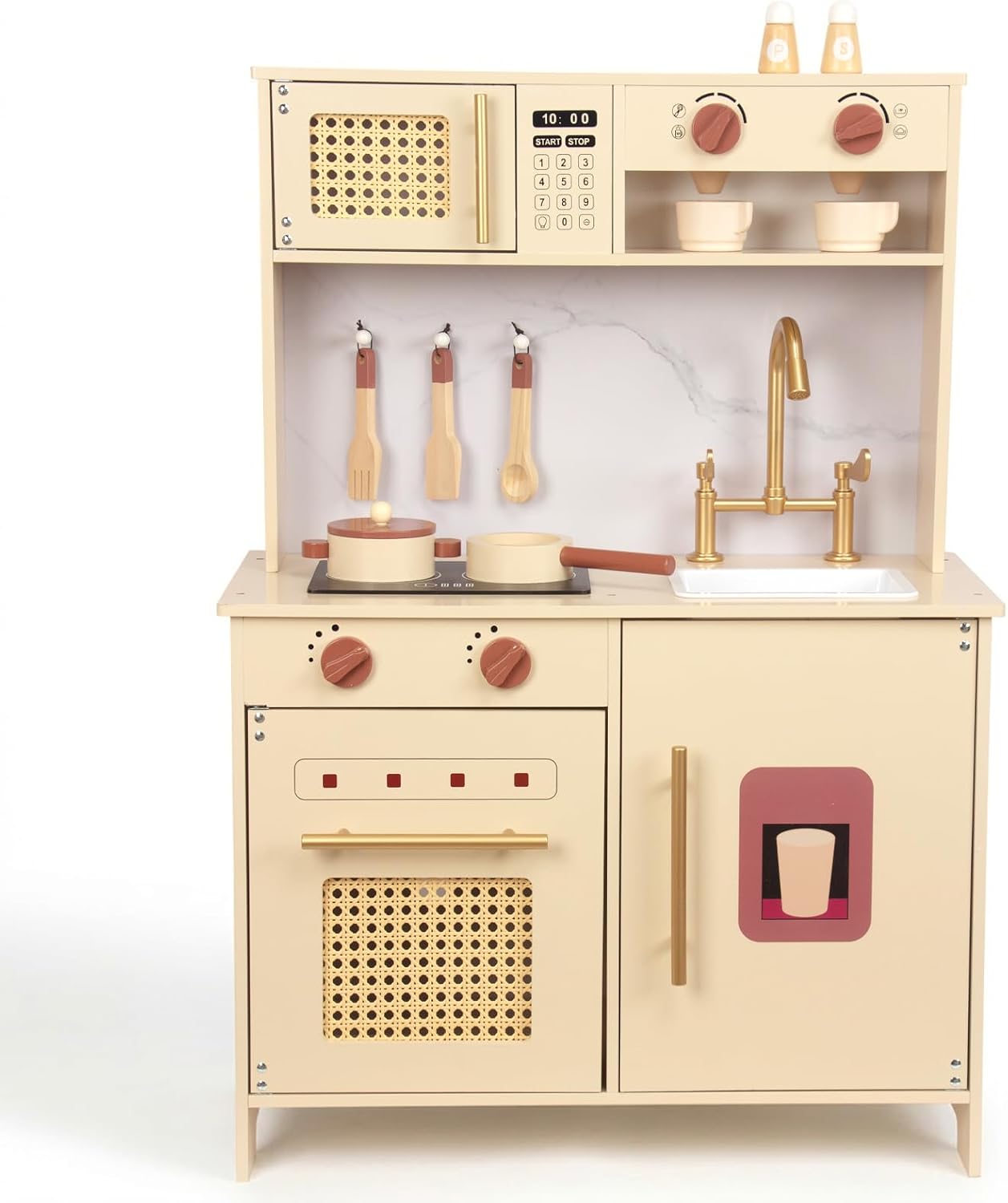 WoodenEdu Juego de cocina de madera para niños de 3 años, juego de...