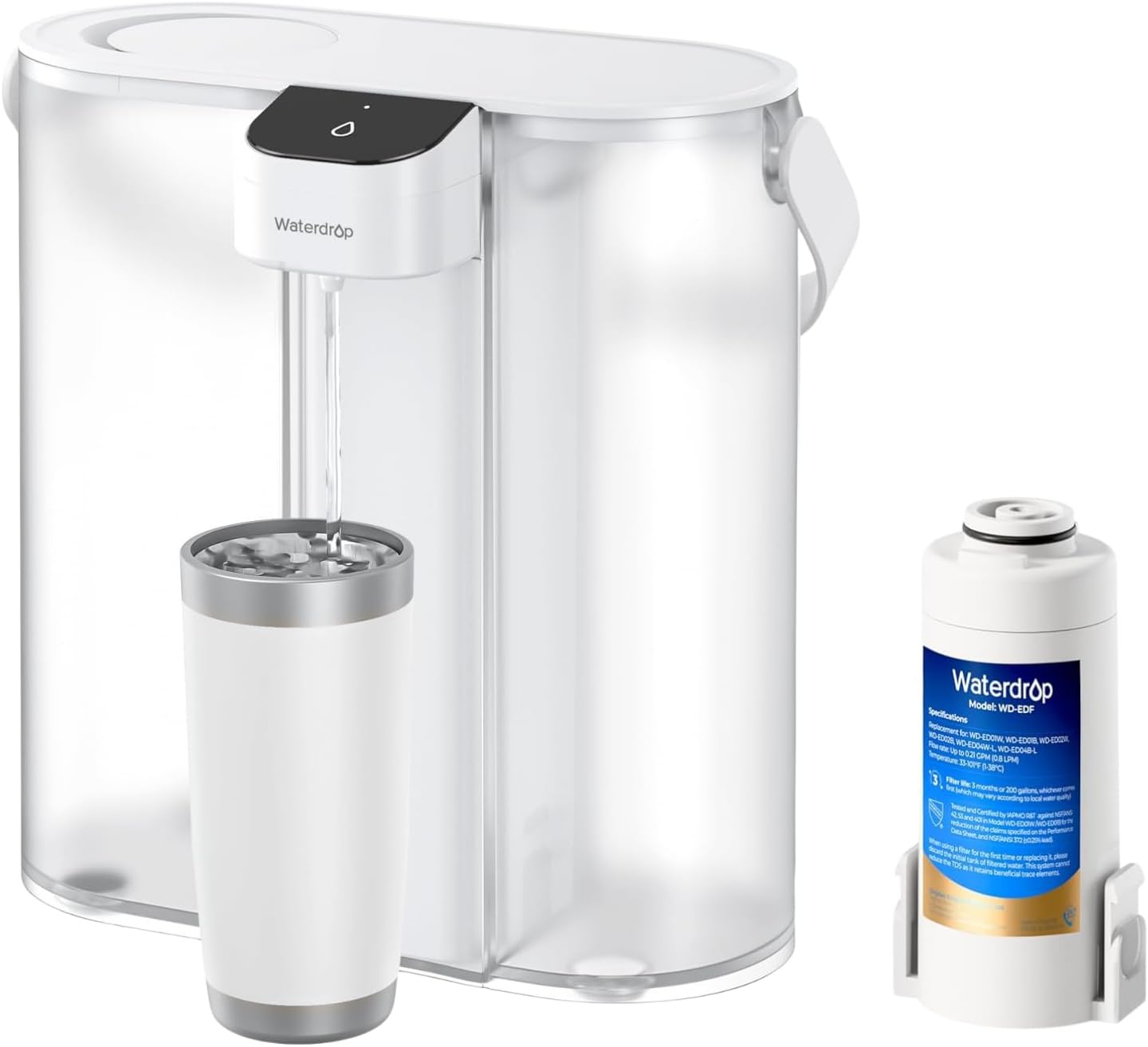 Waterdrop FreshTaste - Jarra instantánea con filtro de agua, dispen...