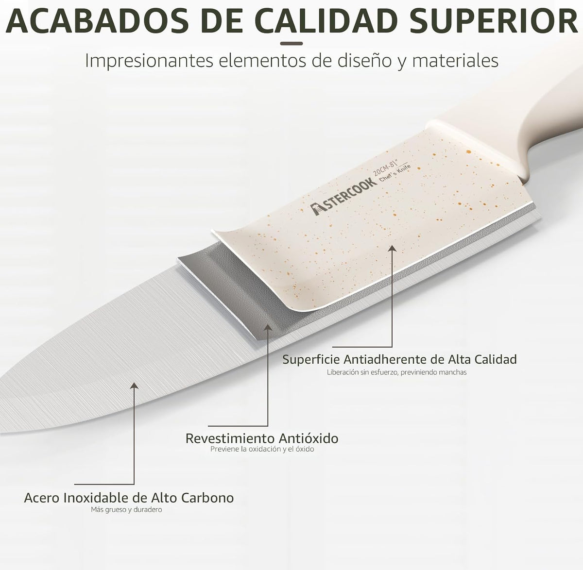 Astercook - Juego de cuchillos de cocina de 15 piezas con bloque de...