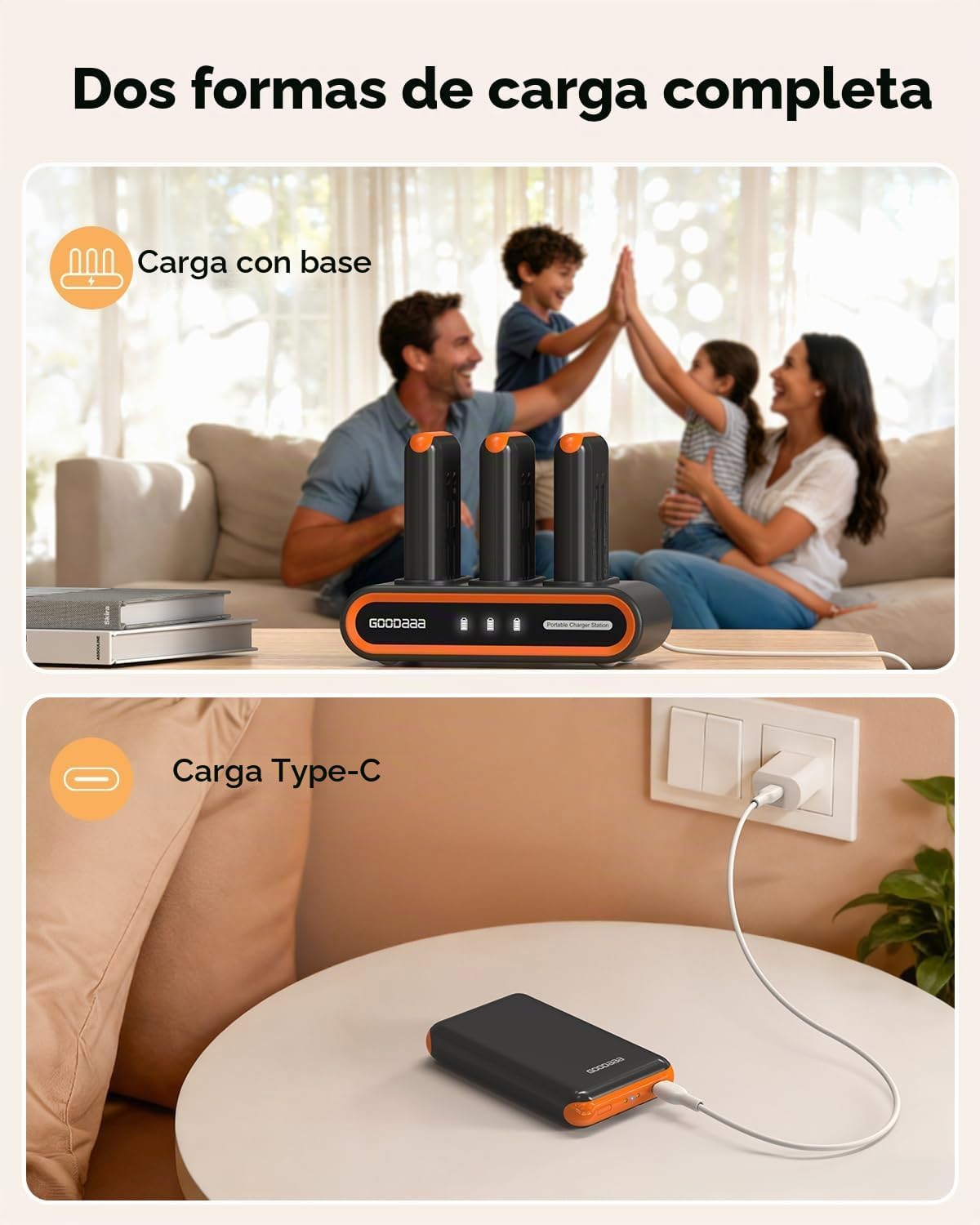 GOODaaa Cargador portátil, banco de energía de 10000 mAh, cables in...