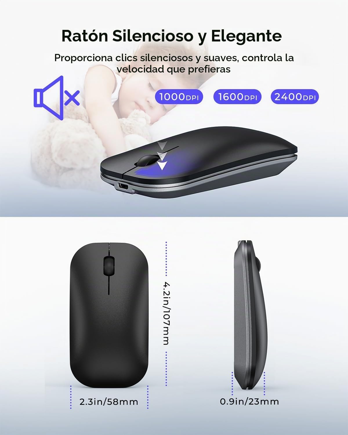 Seenda Combo de Teclado y Ratón Inalámbrico Bluetooth, SKM64-3 Tecl...