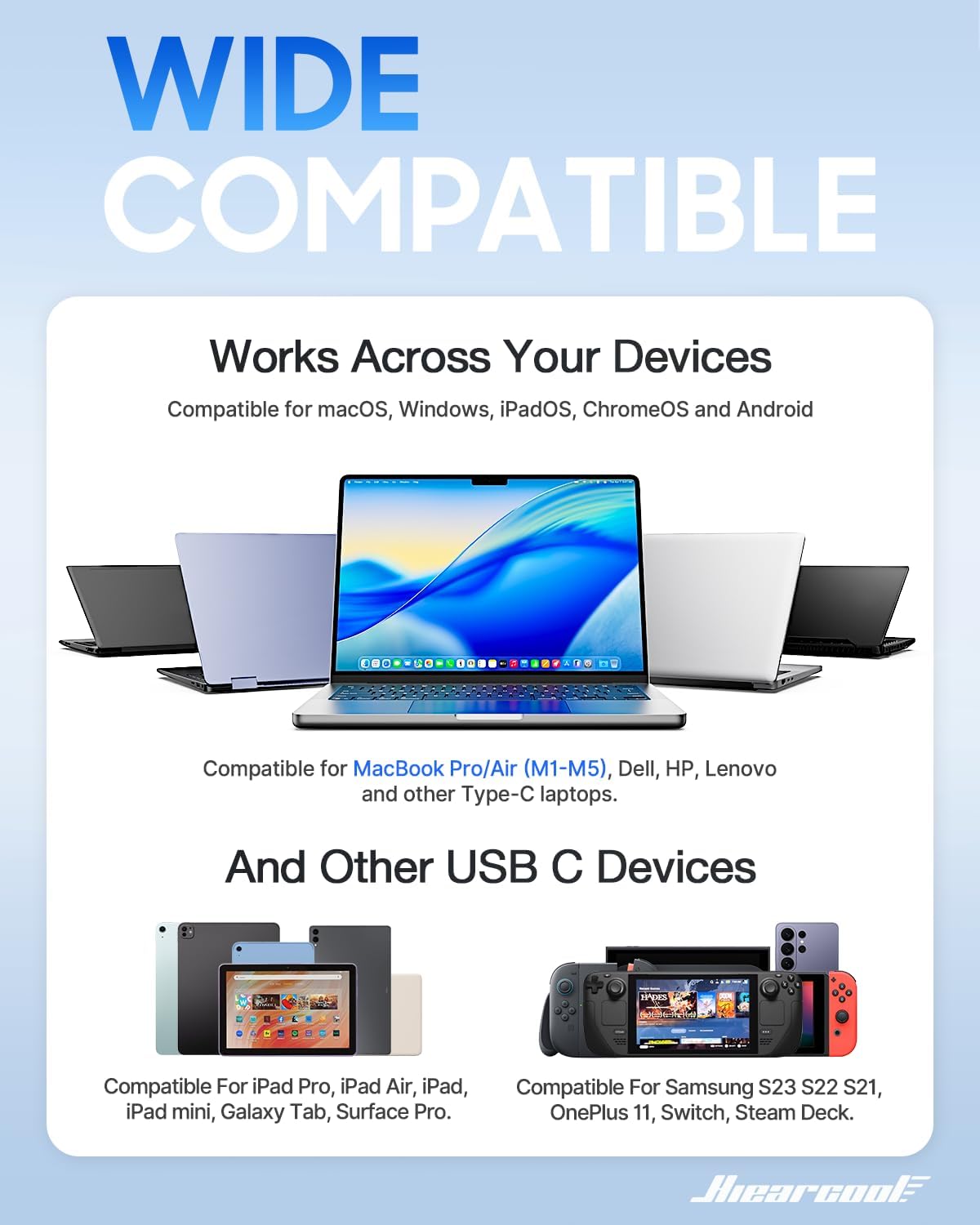 Hiearcool - Adaptador HUB con USB C y 7 puertos en 1 de USB C a HDM...