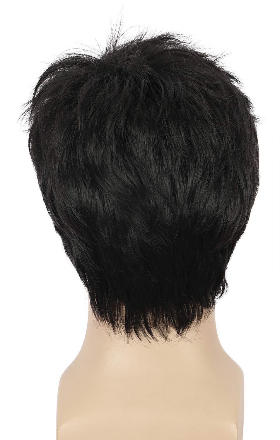 yuehong Peluca negra corta para adultos, pelucas de moda para fiest...