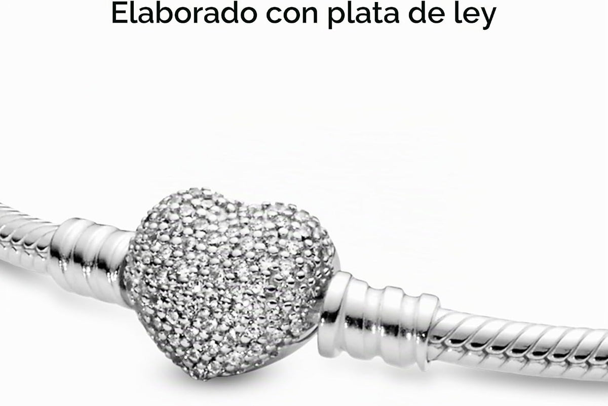 Pulsera de cadena de serpiente con cierre de corazón brillante de P...