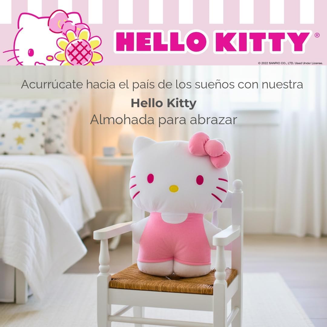 Hello Kitty Almohada de peluche rosa para acurrucarse, ropa de cama...