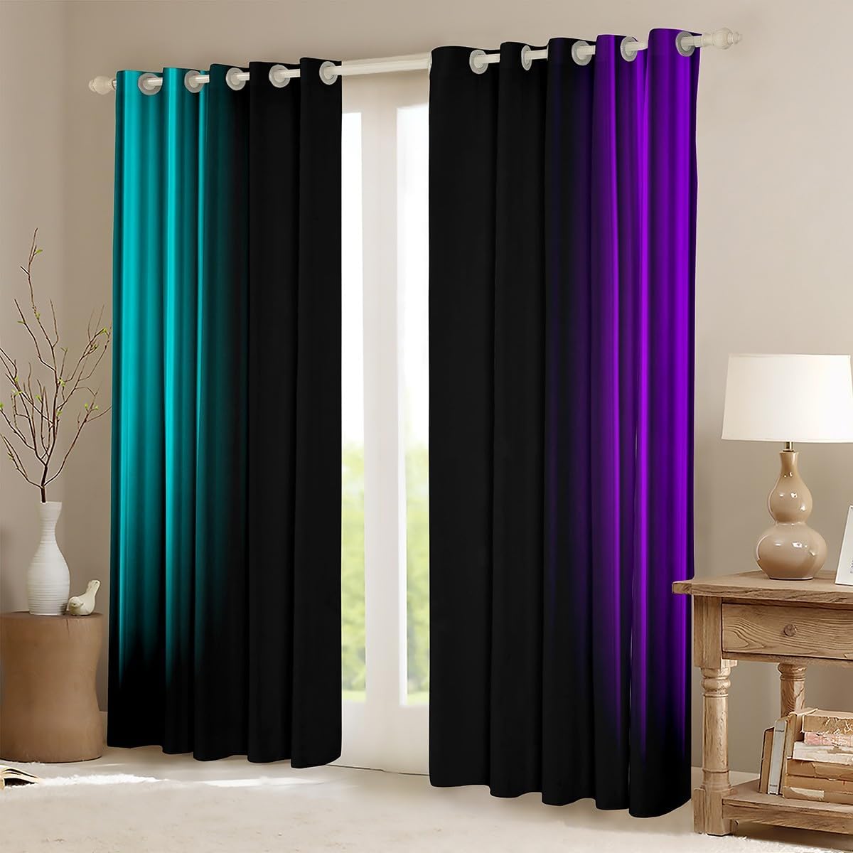 Feelyou Cortinas Decorativas Abstractas Degradadas para Niños Adole...