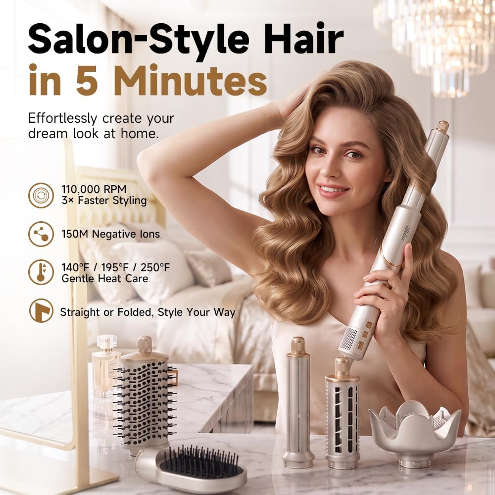 UKLISS Cepillo 8 en 1 Air Styler y secador de soplado con difusor |...
