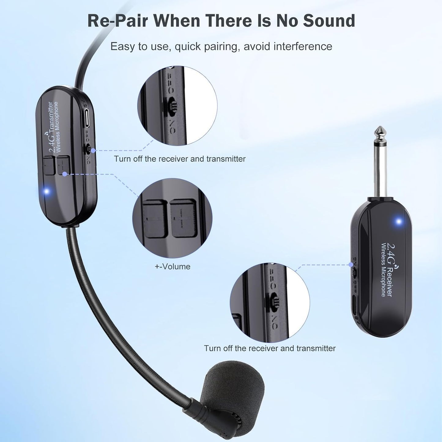 Auriculares con Micrófono Inalámbrico Doble Profesional: Micrófono...