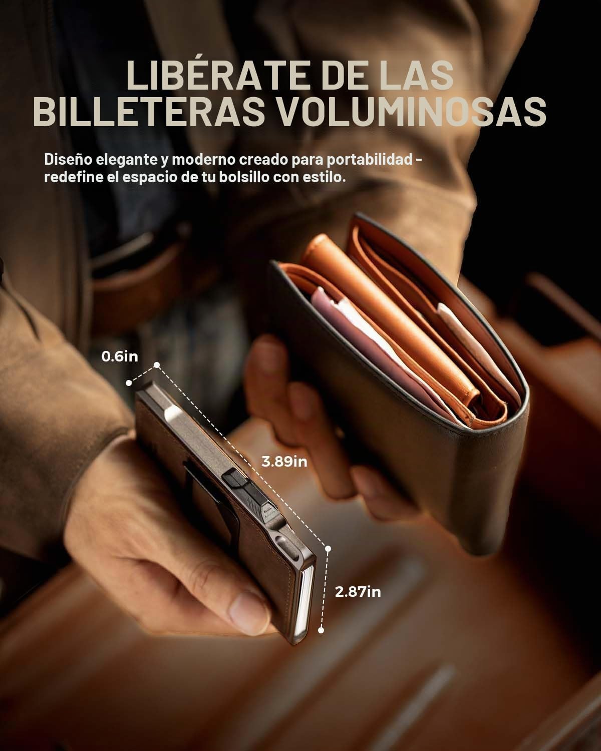 LORZOR Cartera táctica delgada, cartera minimalista para hombres, c...