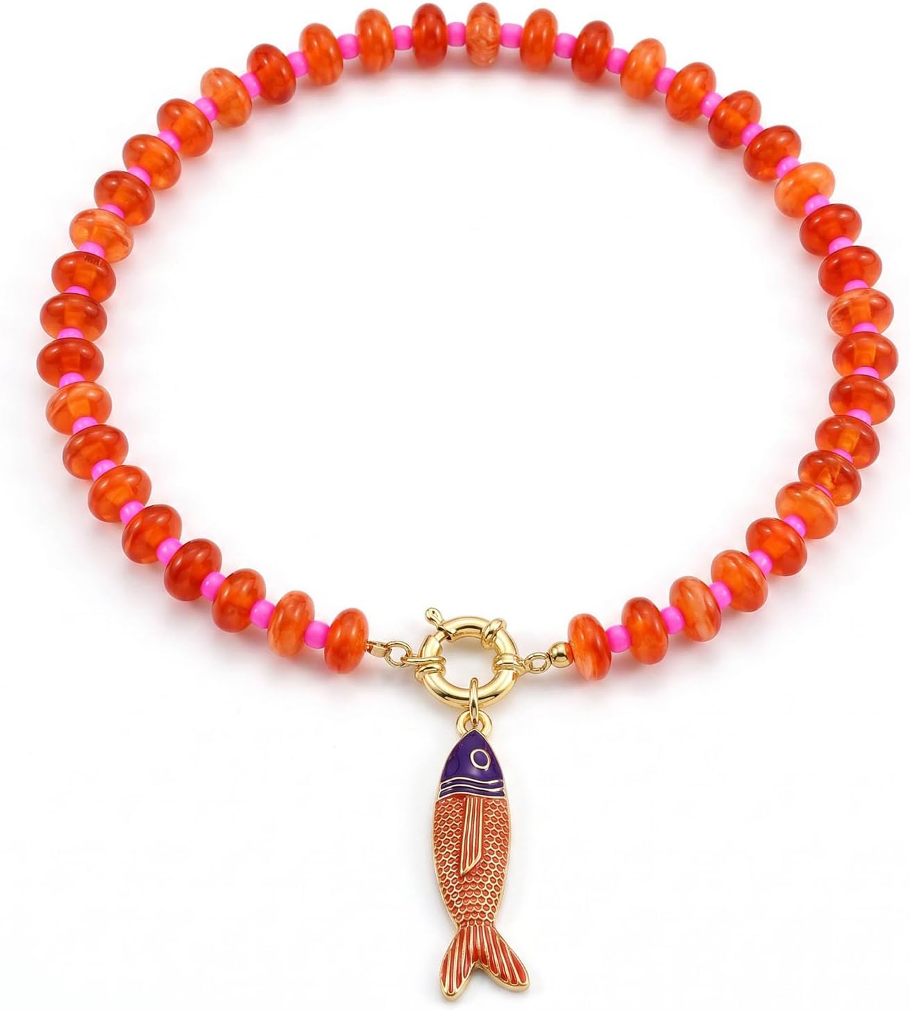 GLRITY Collares bohemios de peces con cuentas para mujer, collar de...