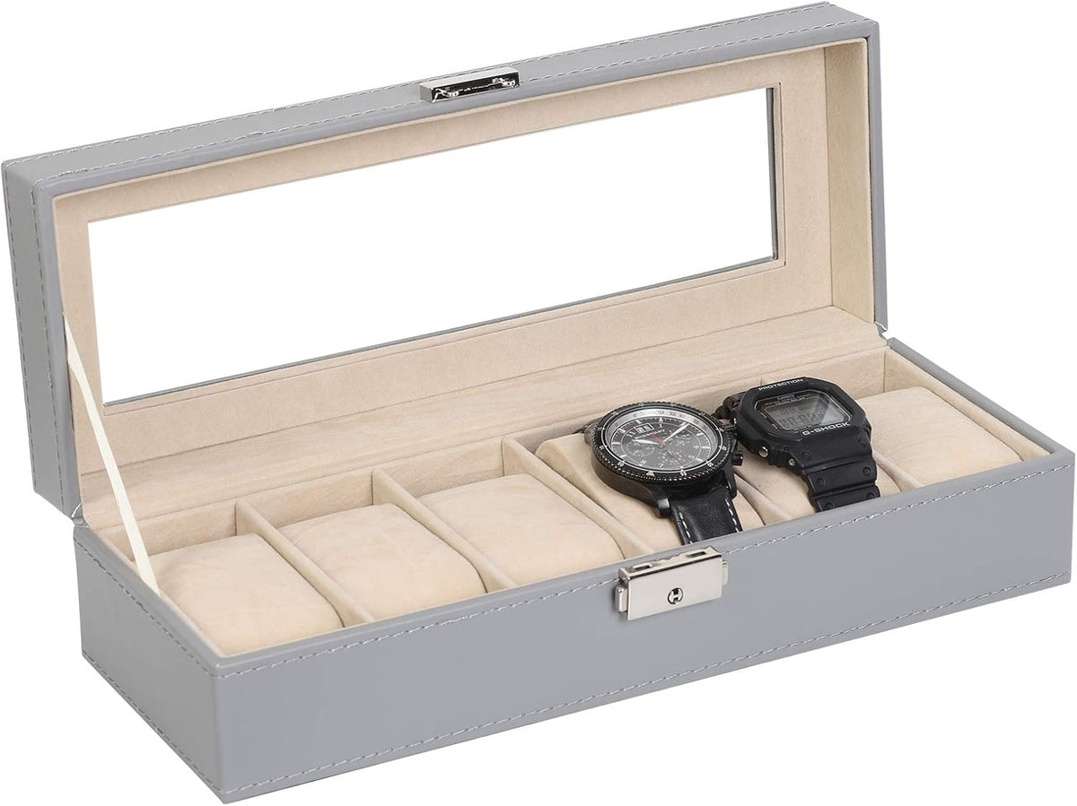 NEX Caja de reloj, Caja organizadora de 6 ranuras para relojes de c...