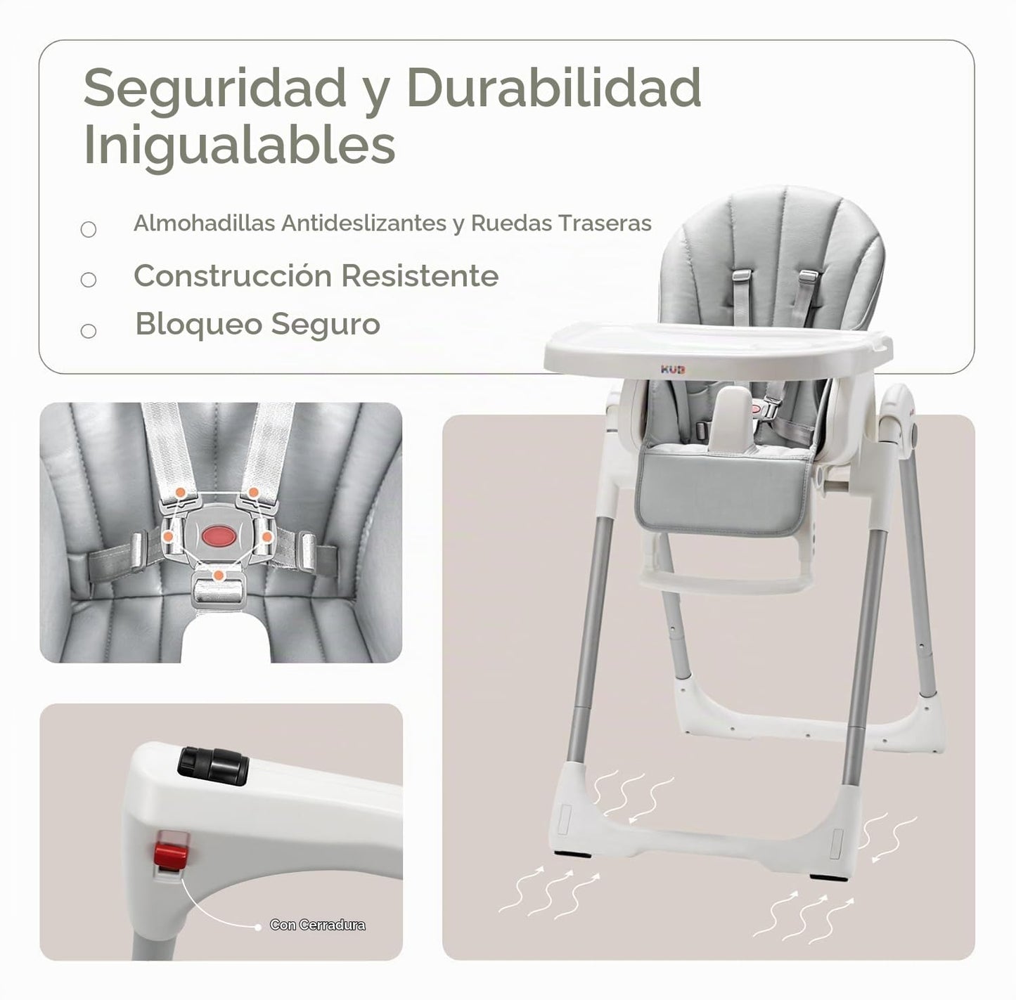 KUB Silla alta plegable 3 en 1 para bebé | Sillas altas multifuncio...