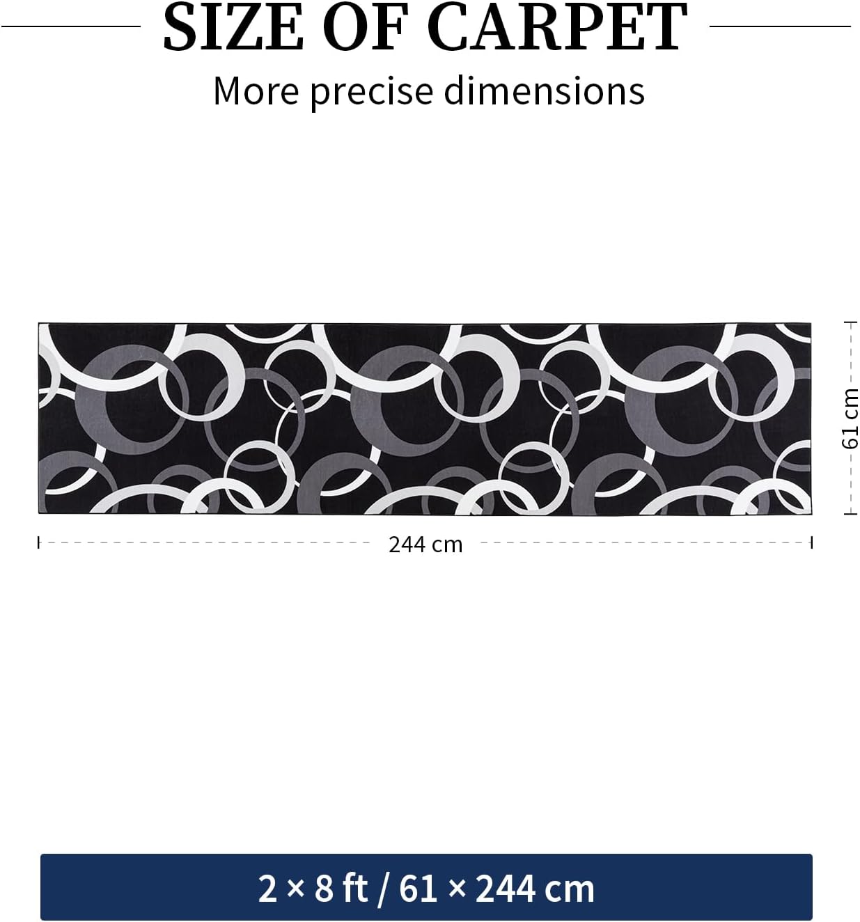 YIHOUSE Alfombra de pasillo lavable de 2 x 8 pies, antideslizante,...