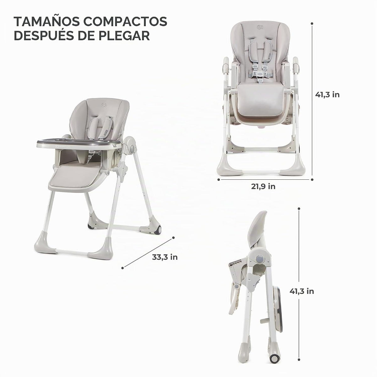 Kinderkraft Yummy - Silla de bebé, color gris | Ergonómico, reclina...