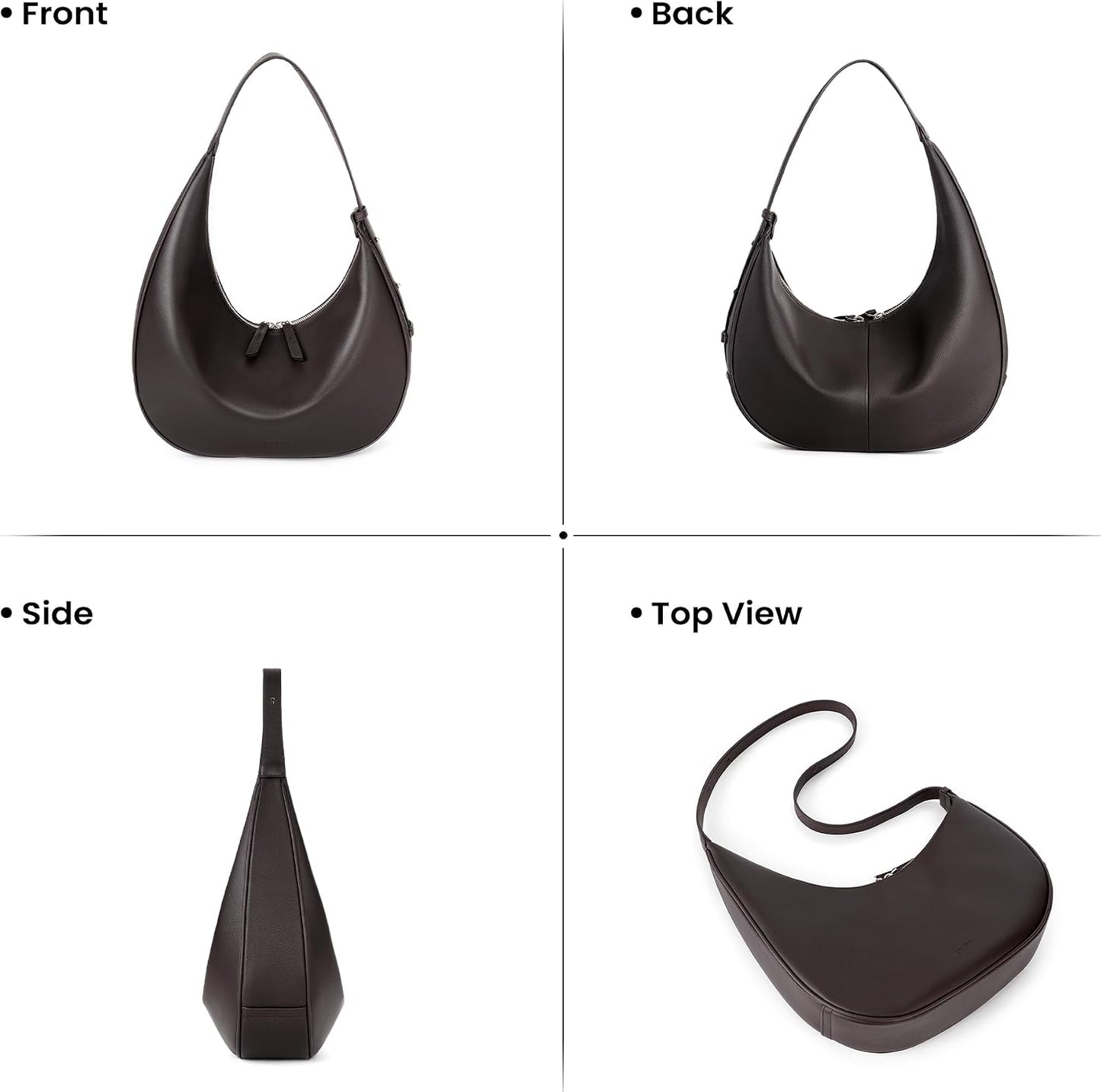 befen Bolsos estilo hobo de cuero genuino para mujer, bolsos cruzad...