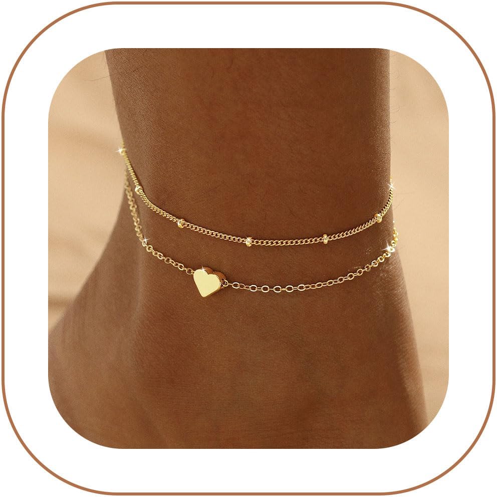 Hothrty Tobilleras de oro y plata para mujer, impermeables, delicad...
