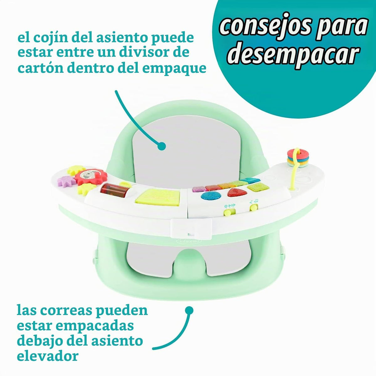 Infantino Music &amp; Lights Asiento de Descubrimiento y Elevador 3...