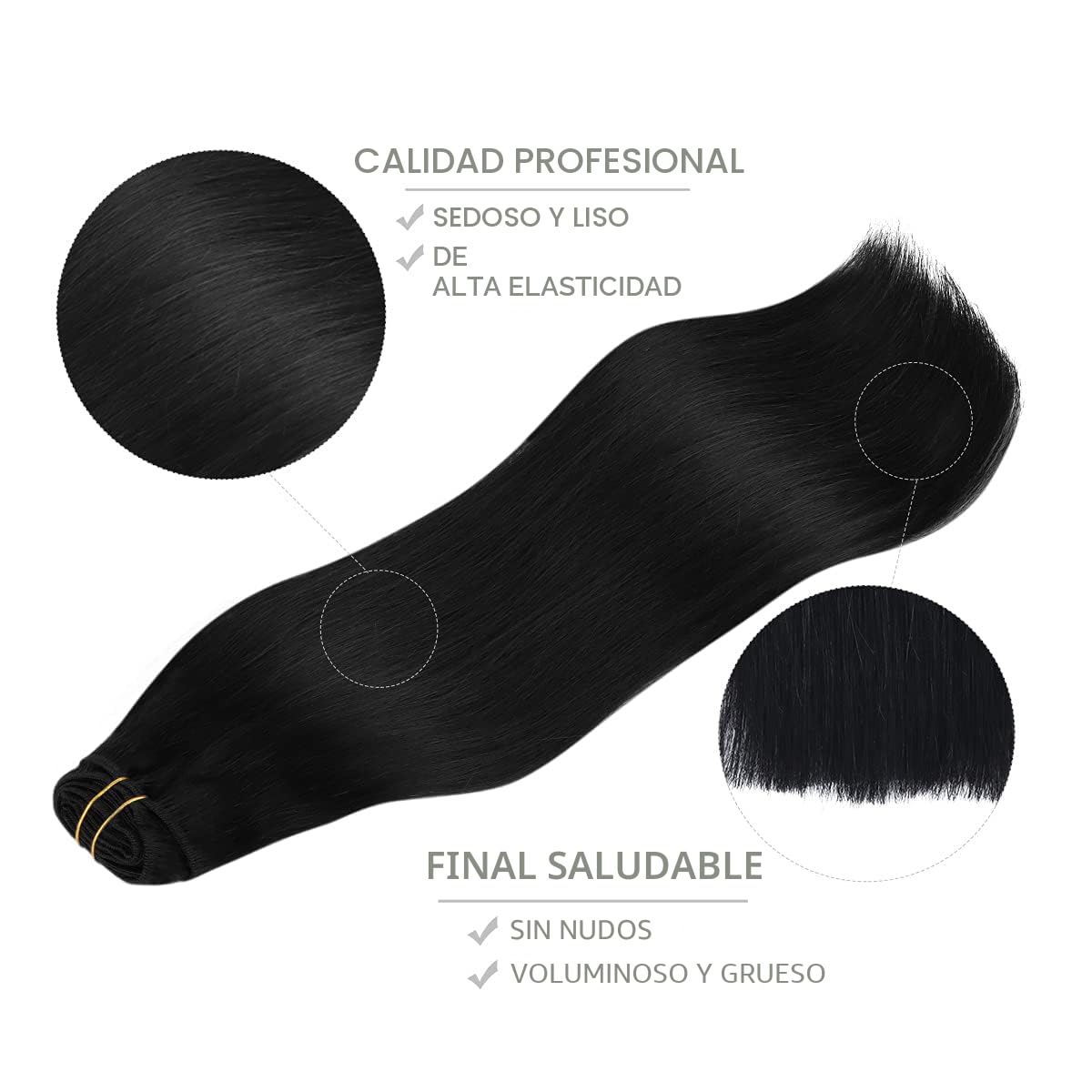 WENNALIFE Extensiones de cabello humano real con clip, de 18 pulgad...
