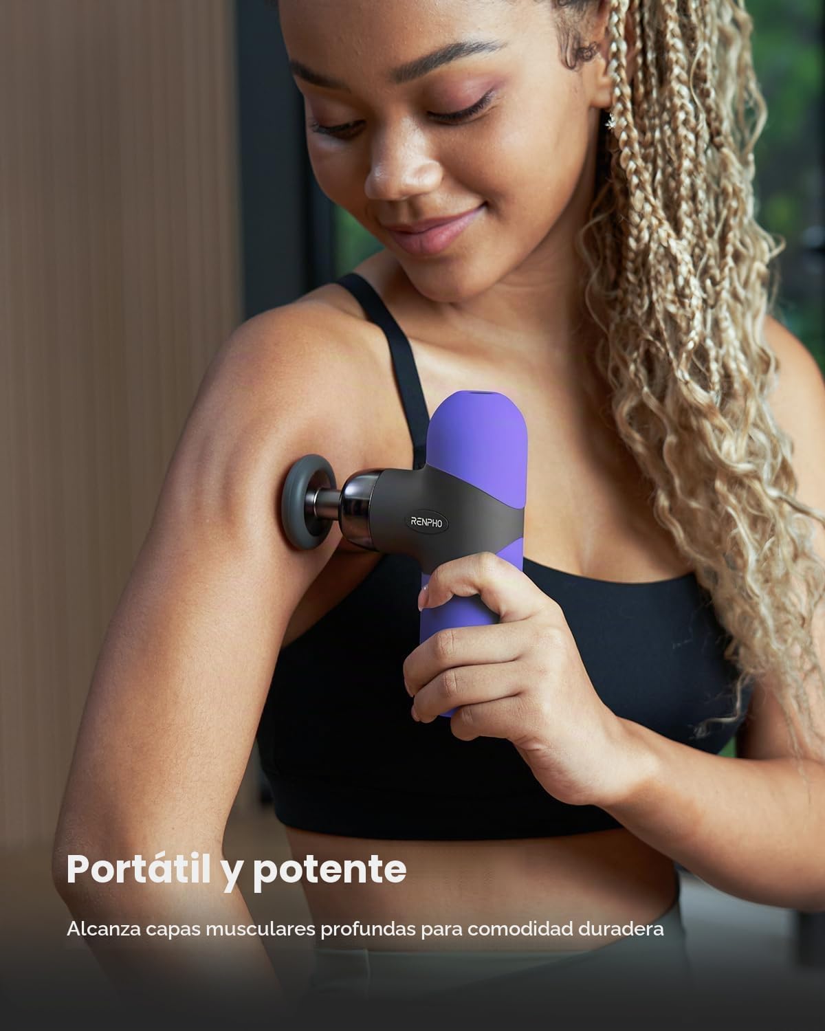 RENPHO Mini pistola de masaje térmico con calor, carcasa de silicon...