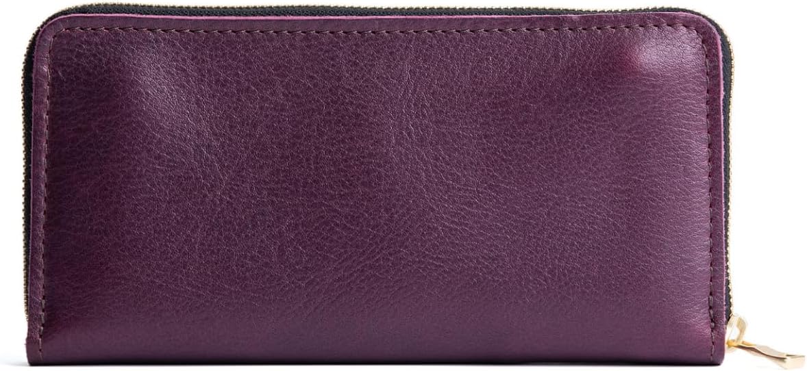 Portland Leather Goods Cartera con cremallera de acordeón para muje...