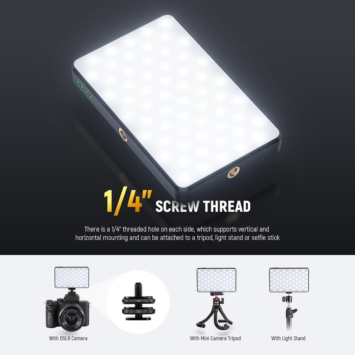 NEEWER Basics - Luz LED para teléfono selfie, recargable de 2500 a...