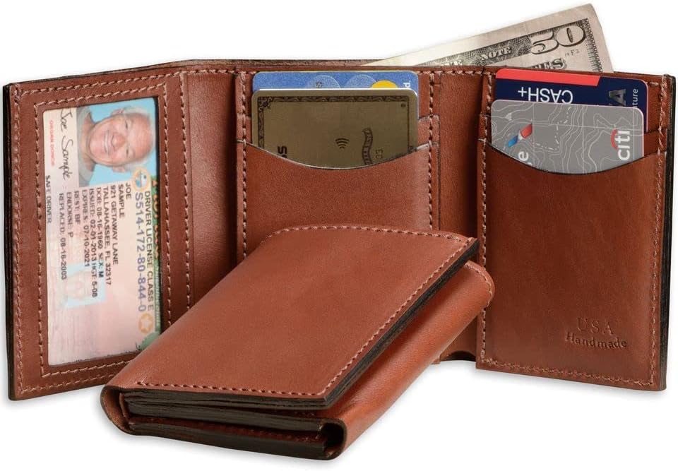 Bullhide Belts Cartera triple de cuero con brida de grano completo...