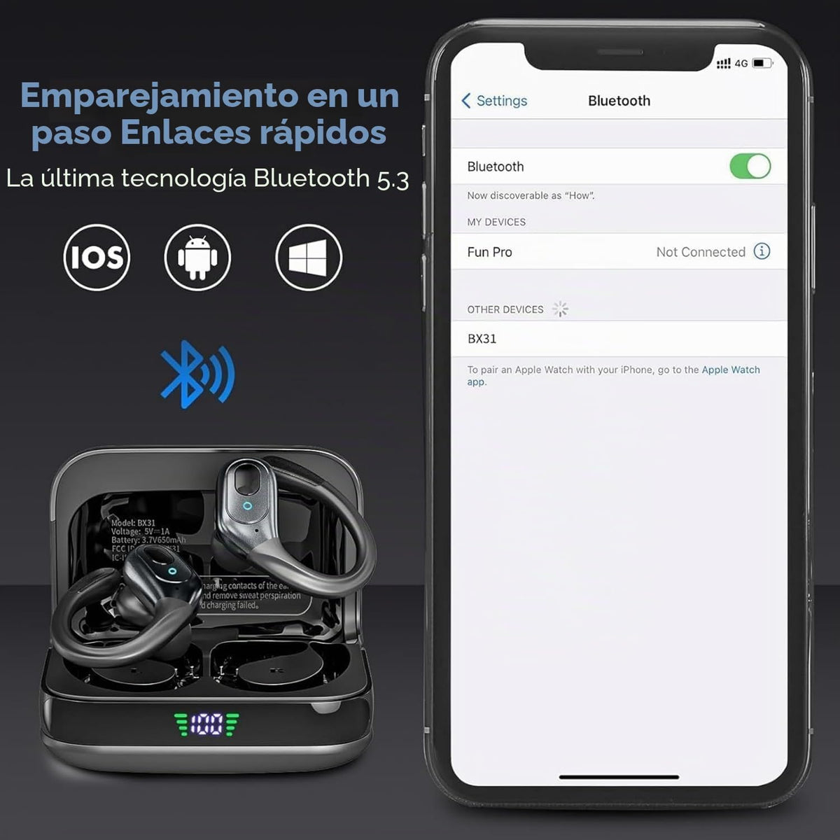 sajawass Auriculares inalámbricos, auriculares Bluetooth deportivos...