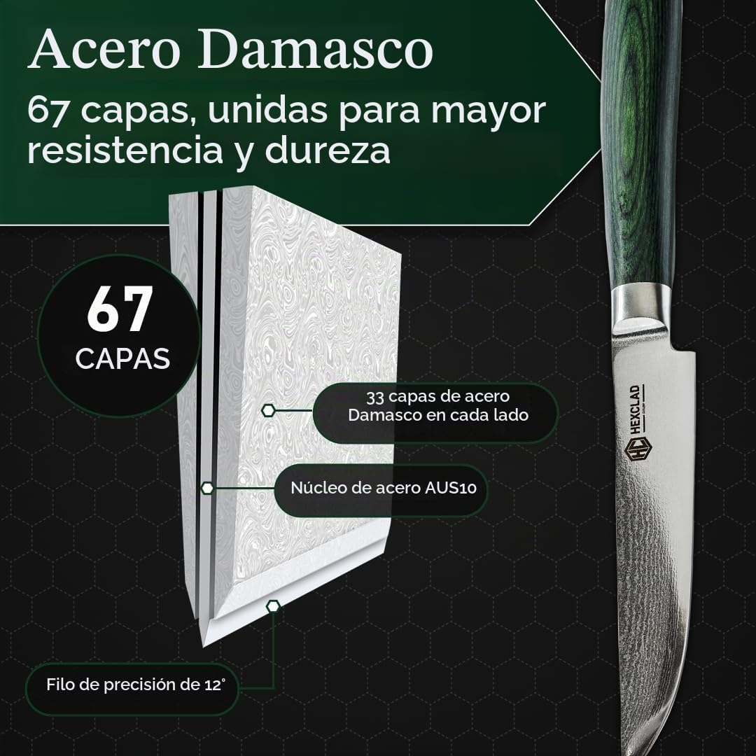 HexClad Juego de cuchillos para carne, 4 cuchillas de acero inoxida...
