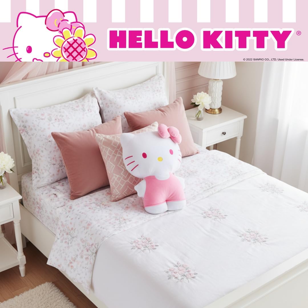Hello Kitty Almohada de peluche rosa para acurrucarse, ropa de cama...