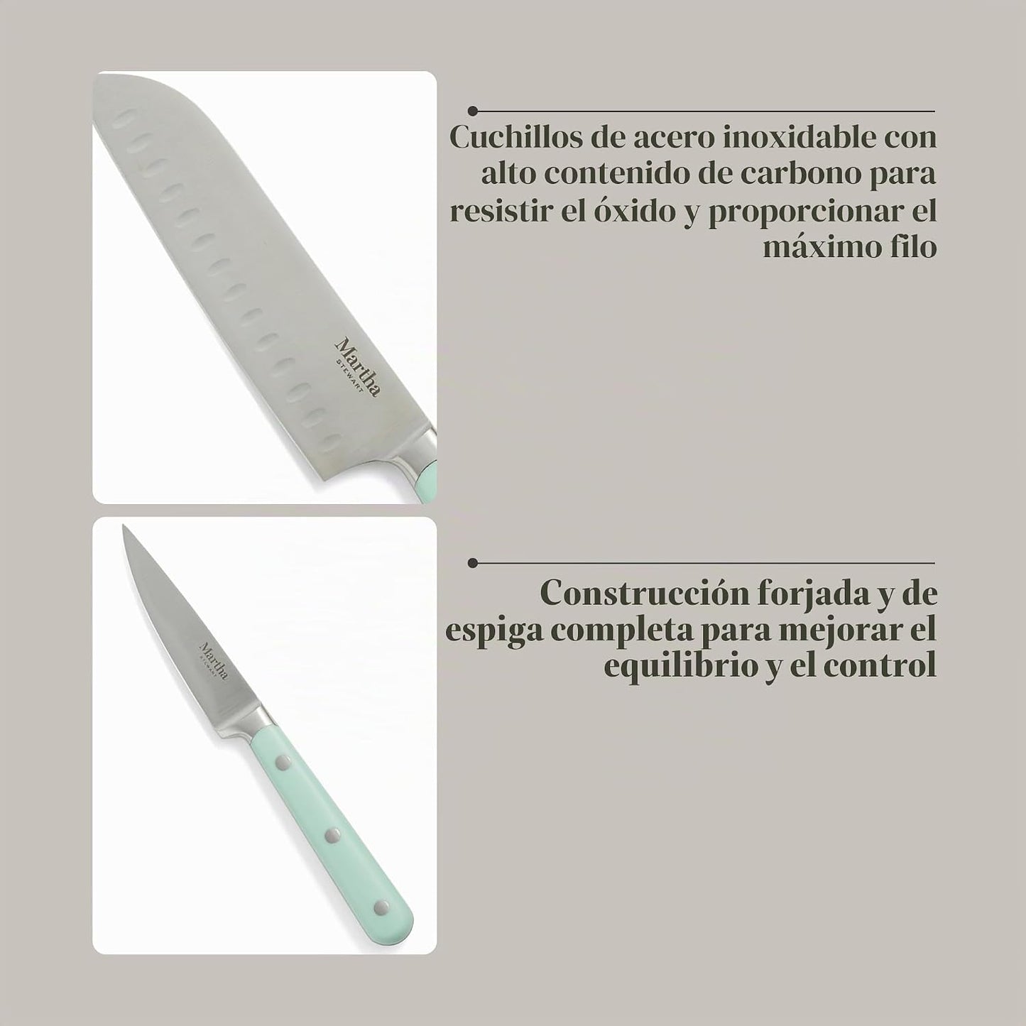 Martha Stewart Eastwalk - Juego de 14 cuchillos de acero inoxidable...