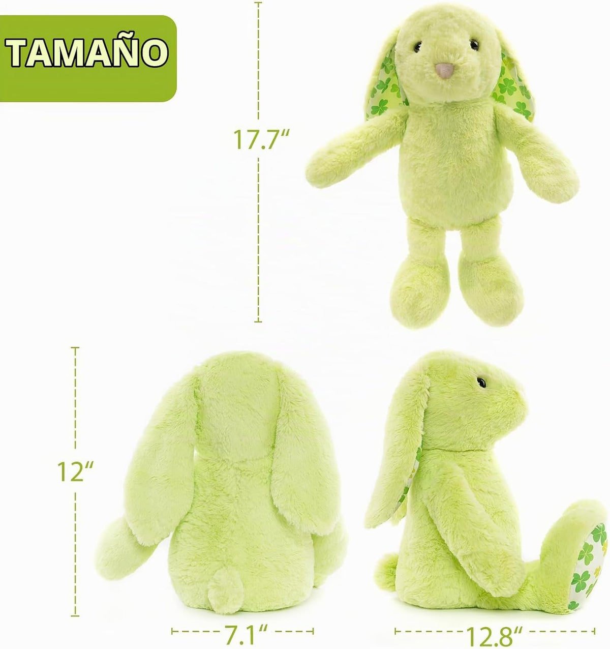 WEIGEDU Conejo Verde de Peluche Juguete de Animales con Orejas Caíd...