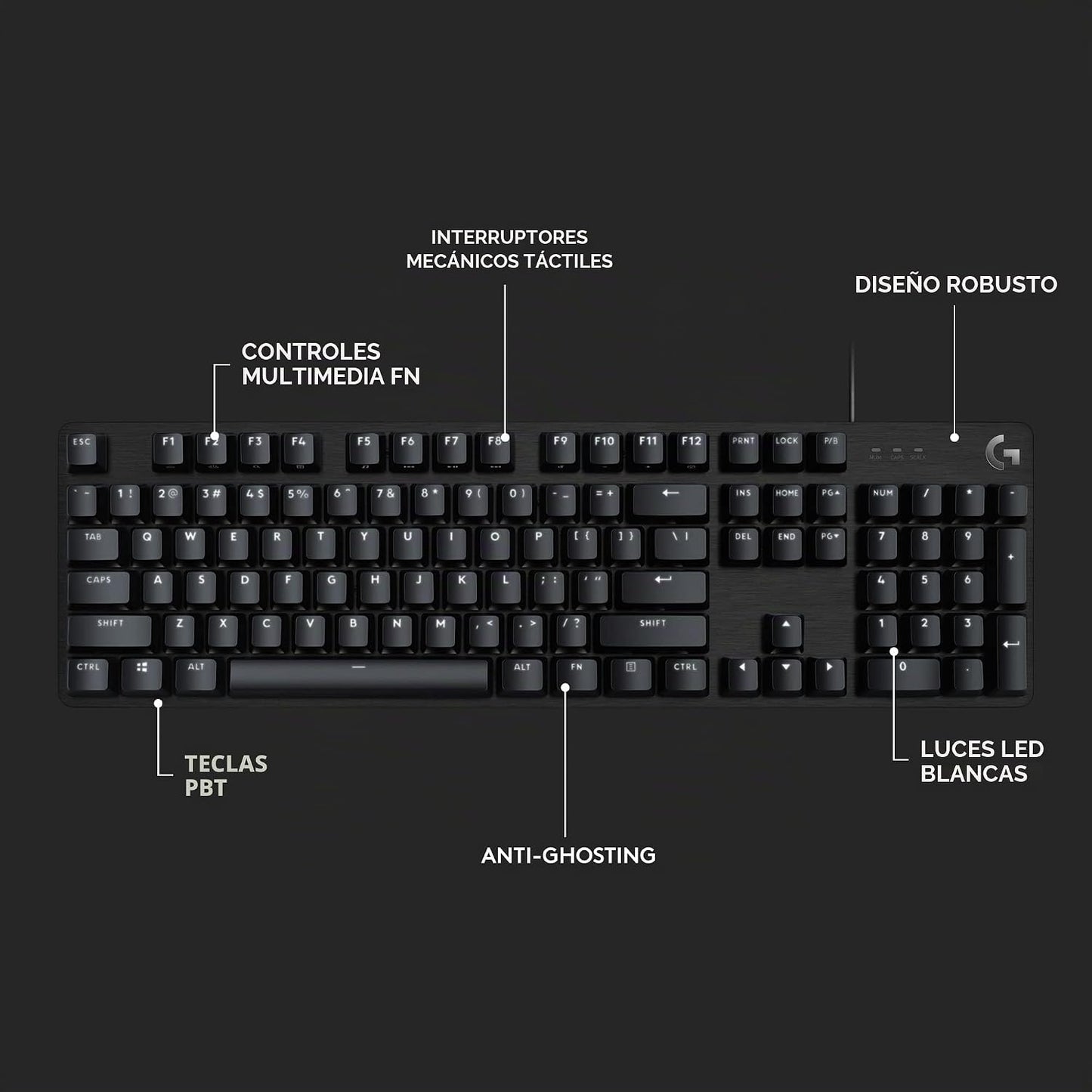 Logitech G413 SE Teclado mecánico para juegos de tamaño completo, c...