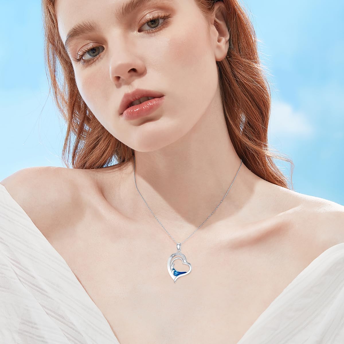 LWXIE Collar de playa de diamantes de plata de ley 925 con dije de...
