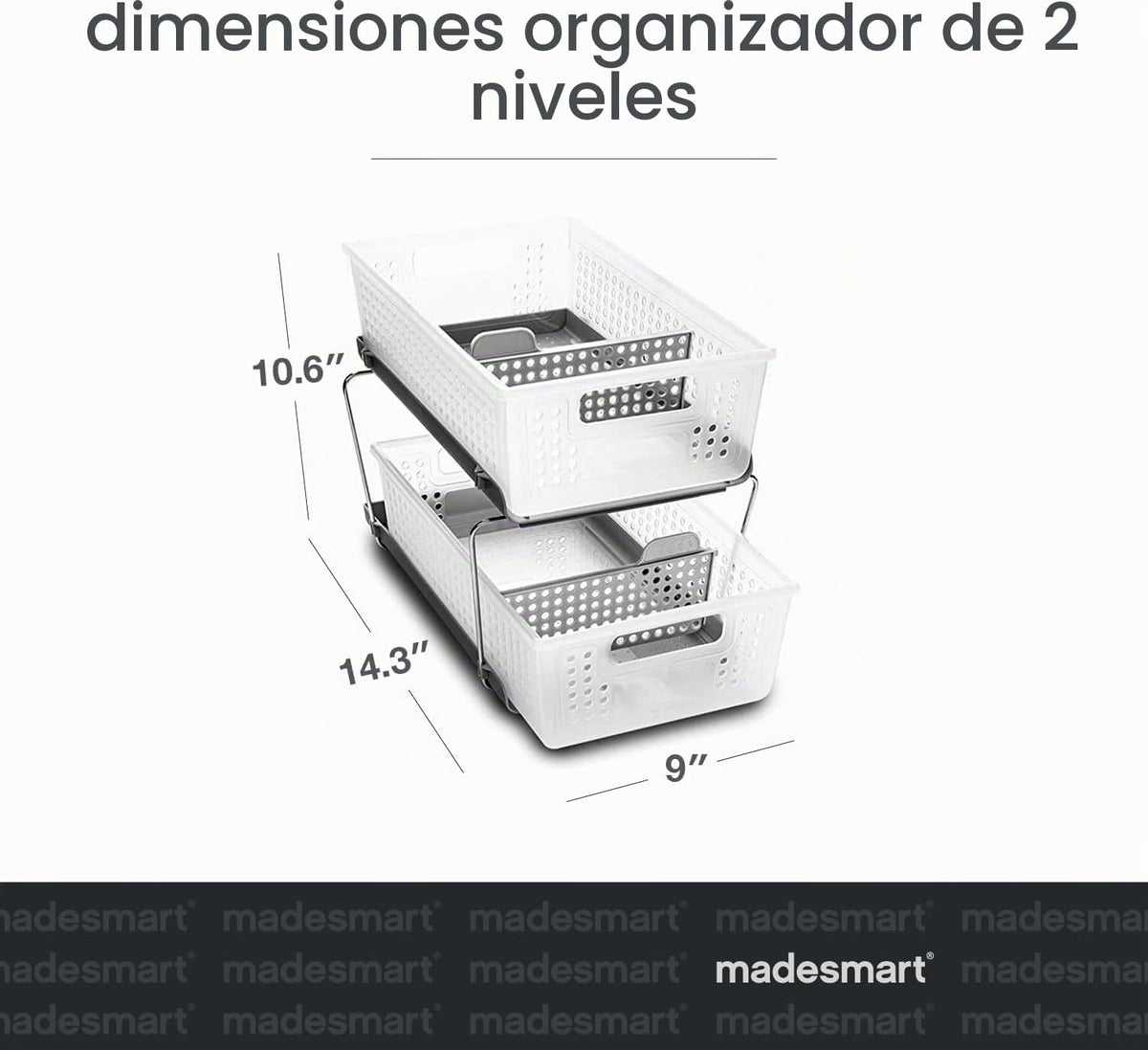madesmart - Organizador apilable de dos niveles con divisores y jue...