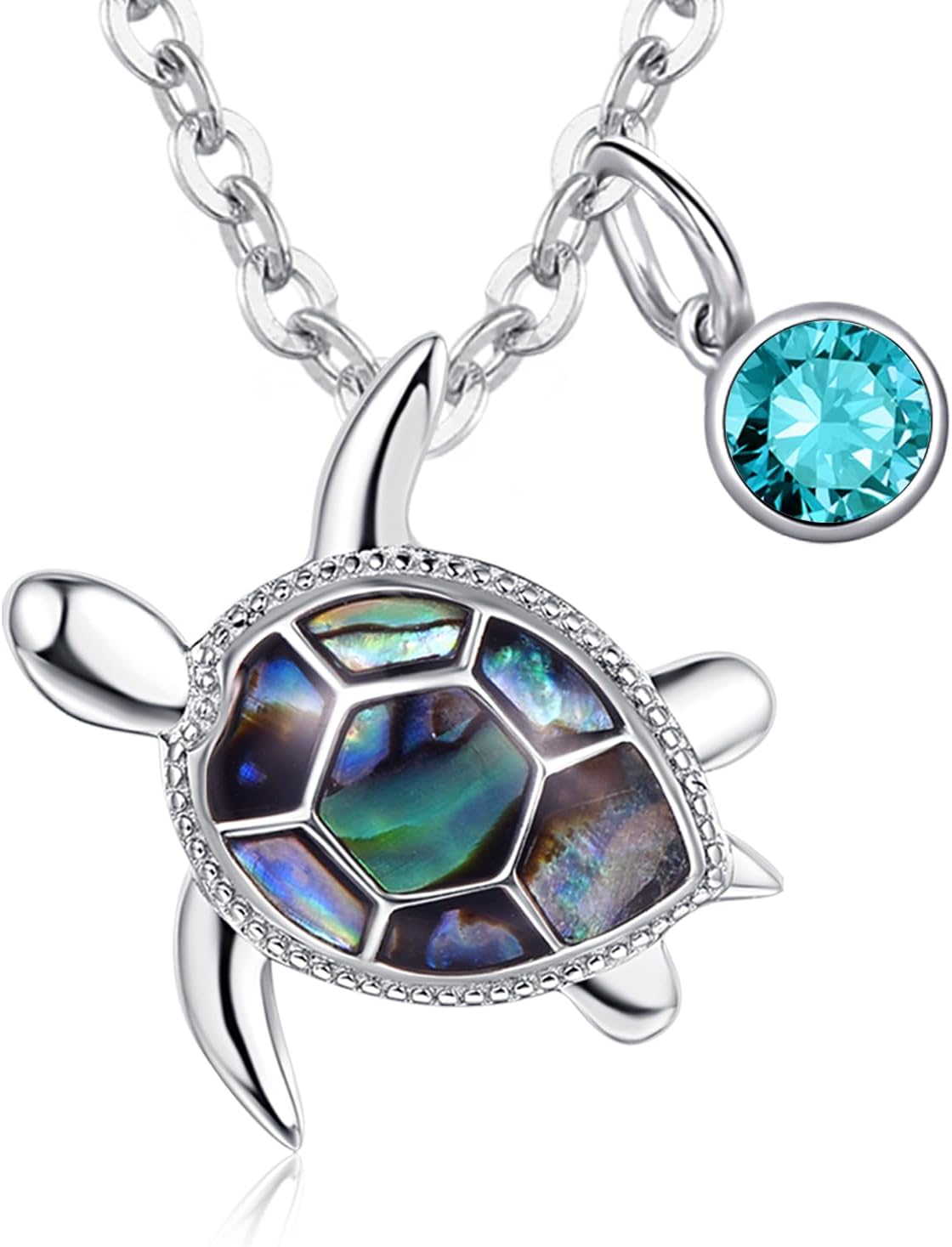 F4DEDAN Collar de tortuga de abulón de plata de ley con piedra nata...