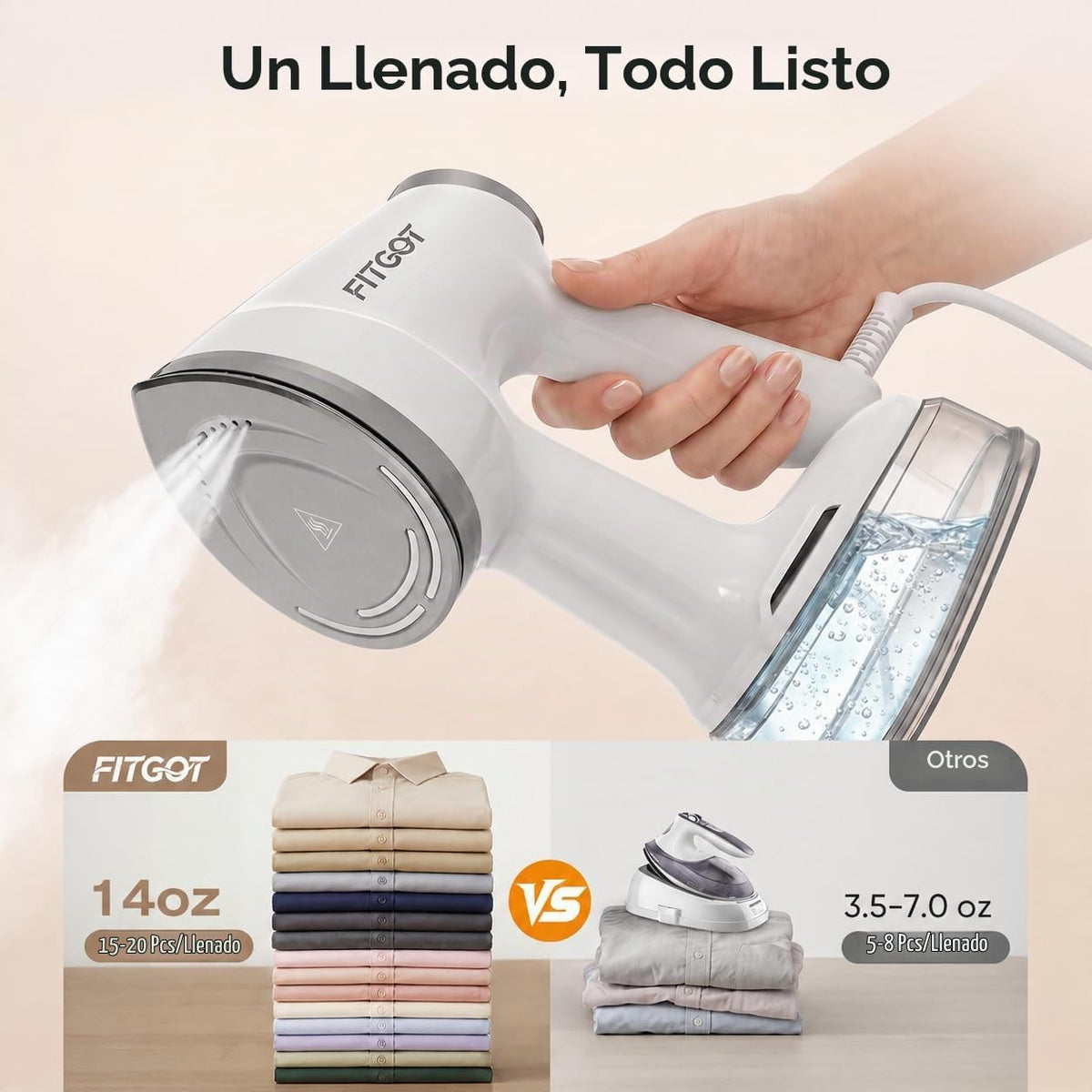 FITGOT Vaporizador de Vacío 4200Pa para Ropa, Vaporizador de Ropa d...