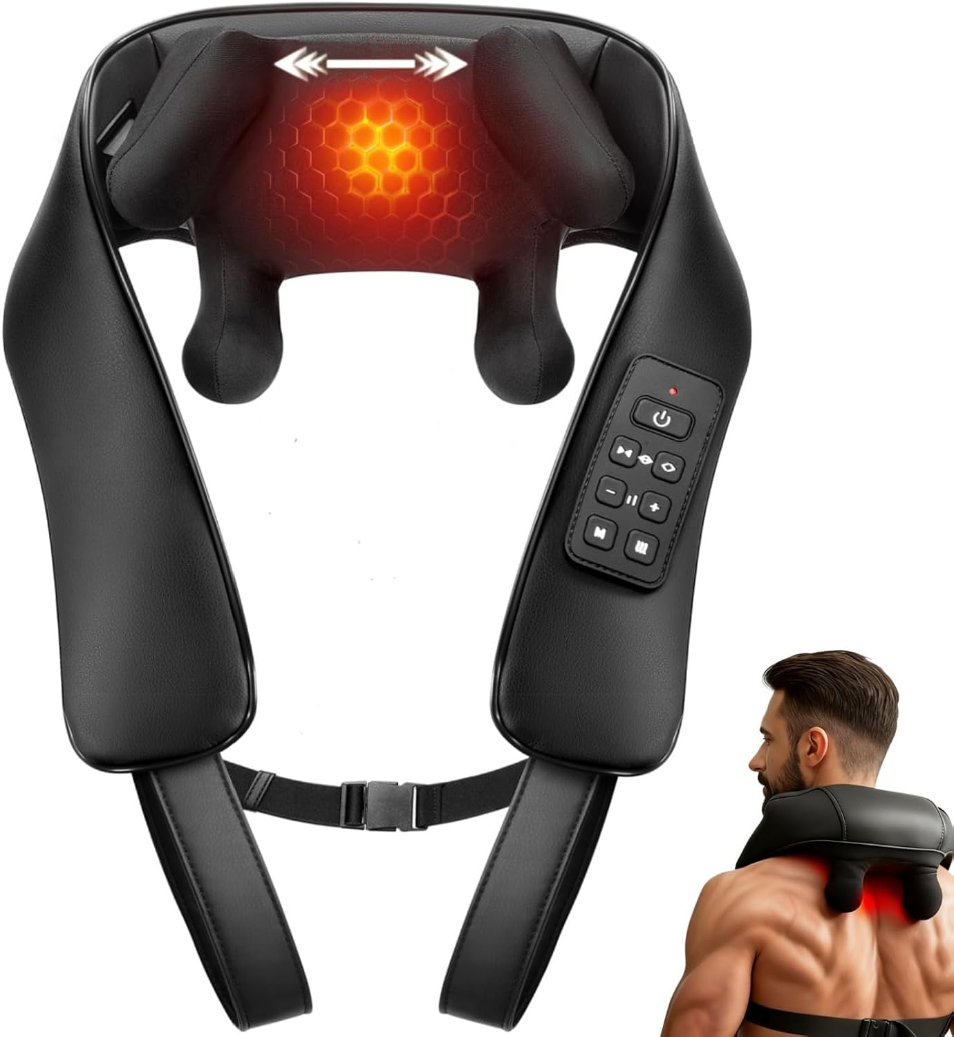Shiatsu Masajeador de cuello con calor para aliviar el dolor de tej...