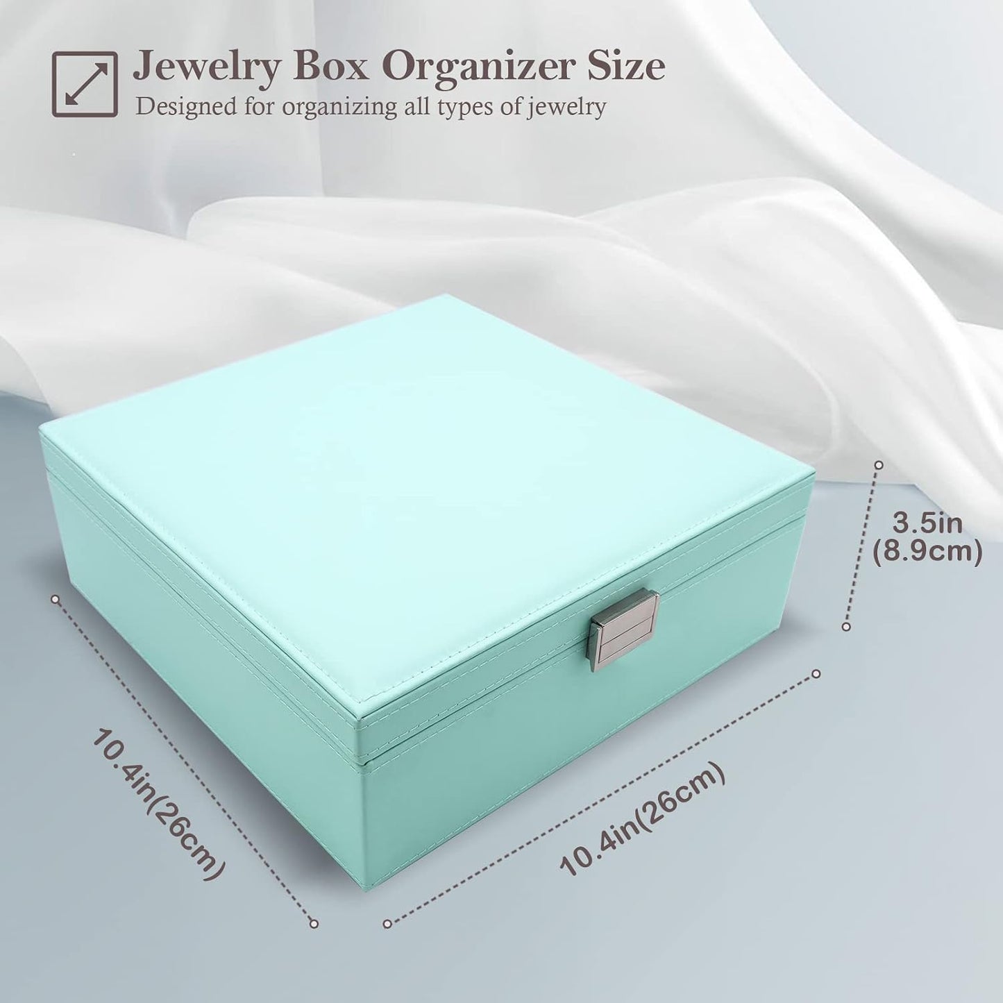 ProCase - Joyero grande de cuero con dos niveles para organizar are...