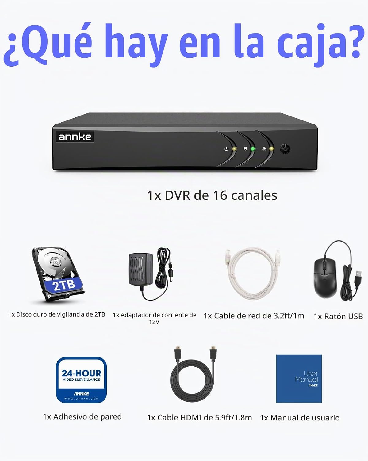 ANNKE Grabadora de video de seguridad de 5MP Lite de 16 canales con...