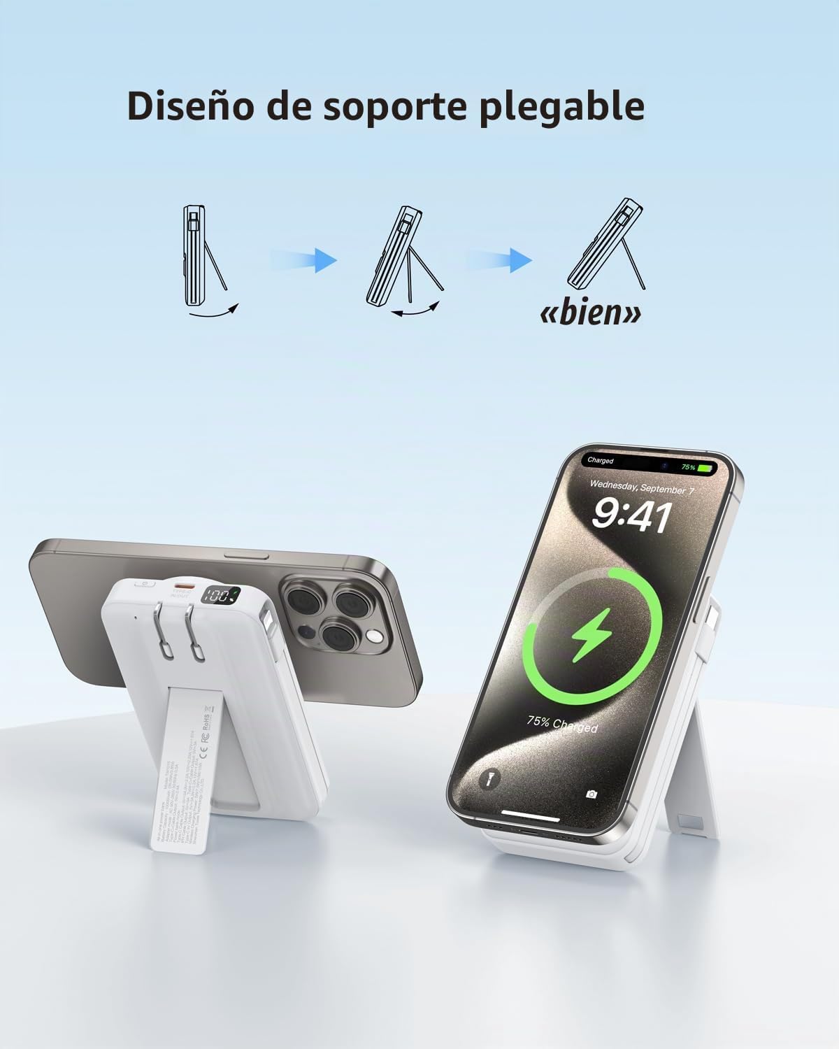para Magsafe Cargador Portátil Magnético, Batería Externa Inalámbri...