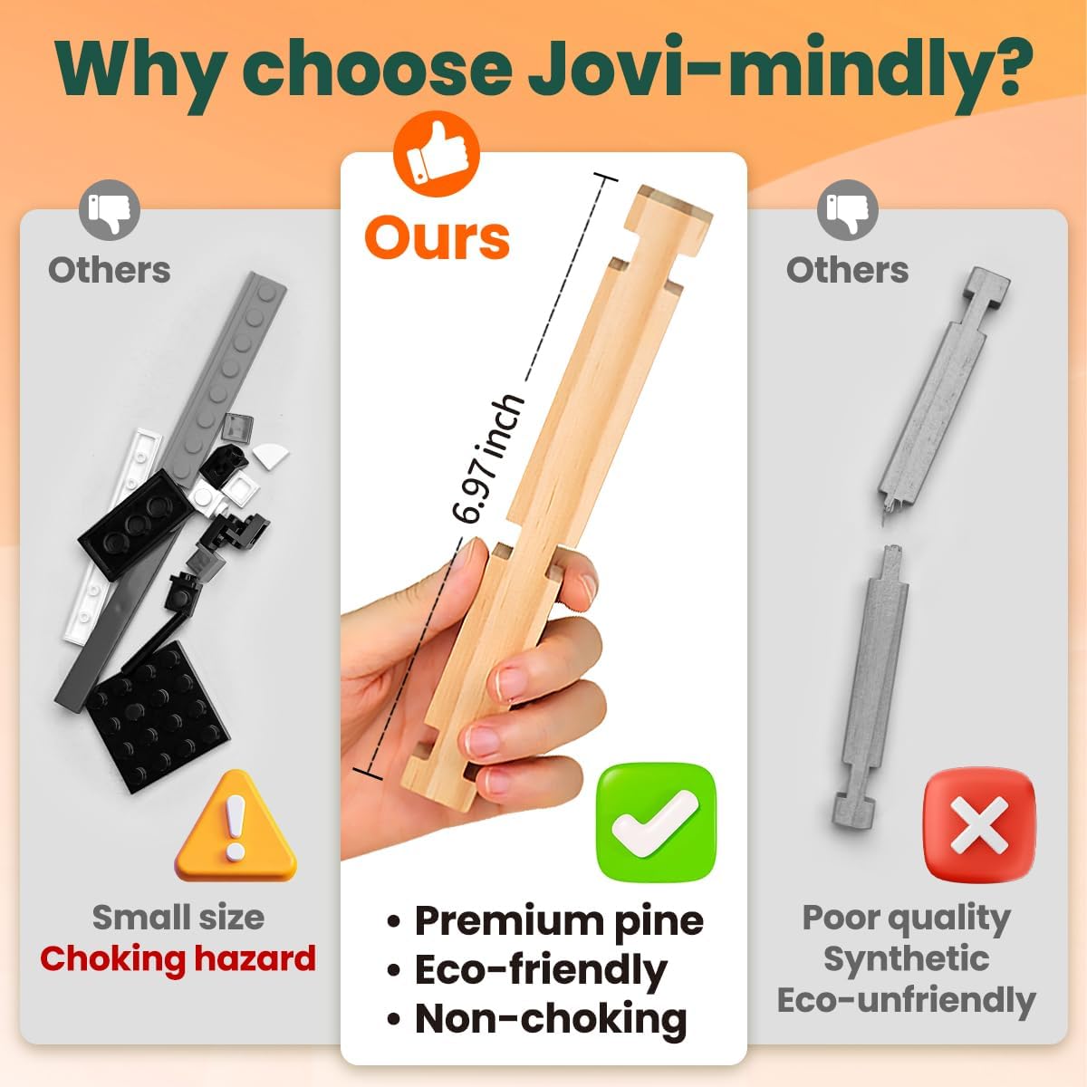 Jovi-mindly &amp;Notchies 206 piezas de bloques de madera juguetes...