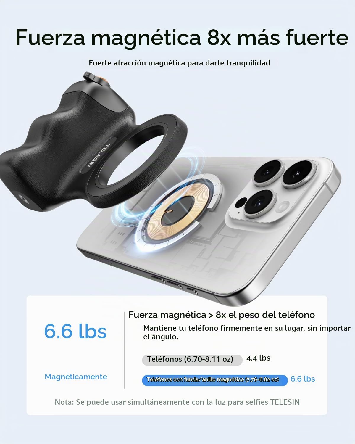 TELESIN Fun Shot - Agarre magnético para cámara de teléfono (negro)...