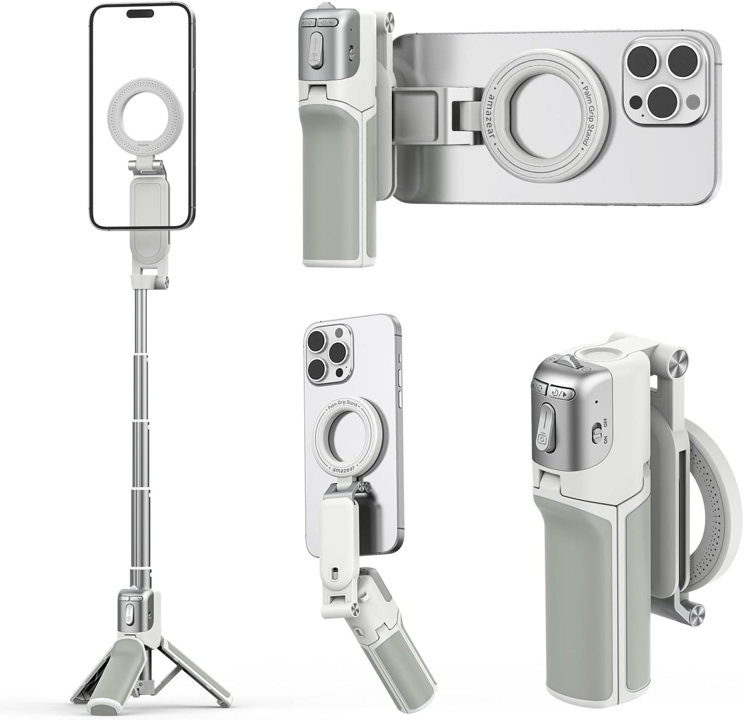 AMAZEAR Agarre para cámara de teléfono con trípode para selfie, acc...