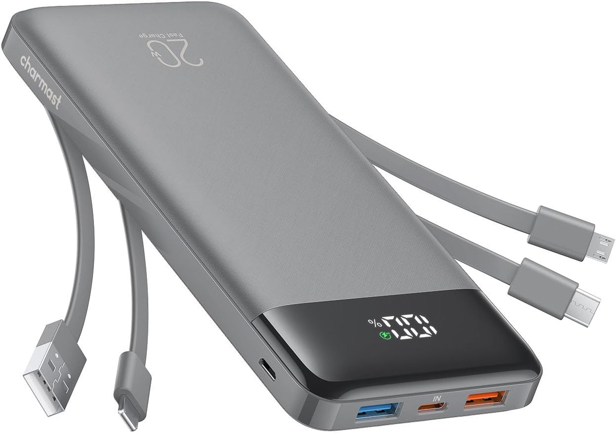 Charmast - Cargador portátil de 20000 mAh con cables incorporados,...