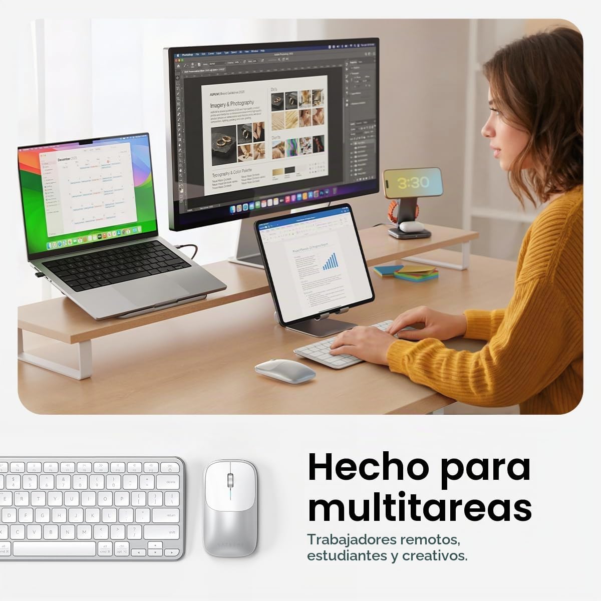 Satechi Combo de teclado y mouse inalámbricos, Slim CEX1 con empare...