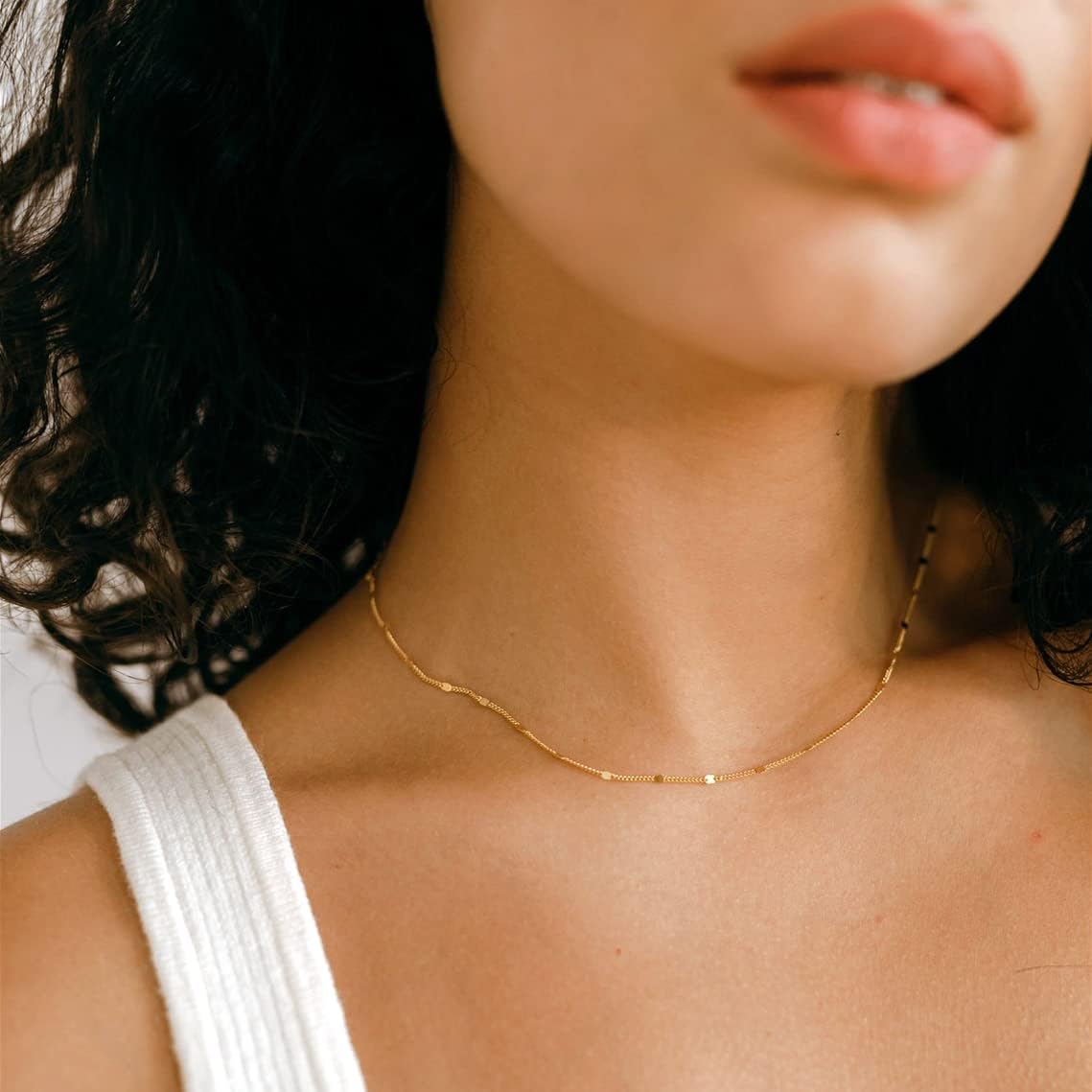 BERISO Collar de Gargantilla Chapado en Oro\/Plata de 14K para Muje...