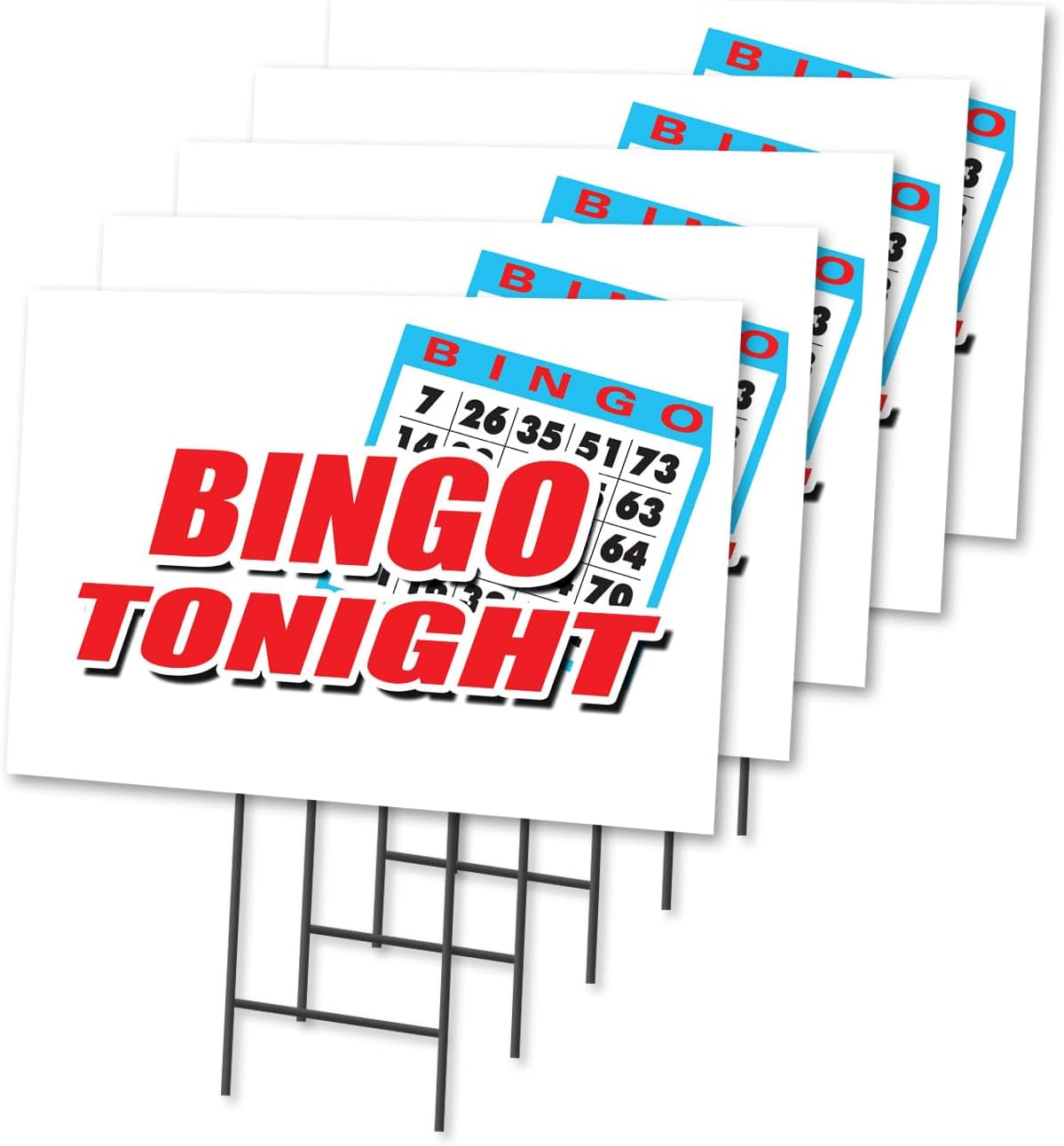 Bingo Tonight - Paquete de 5 carteles de patio de 12 x 16 pulgadas...