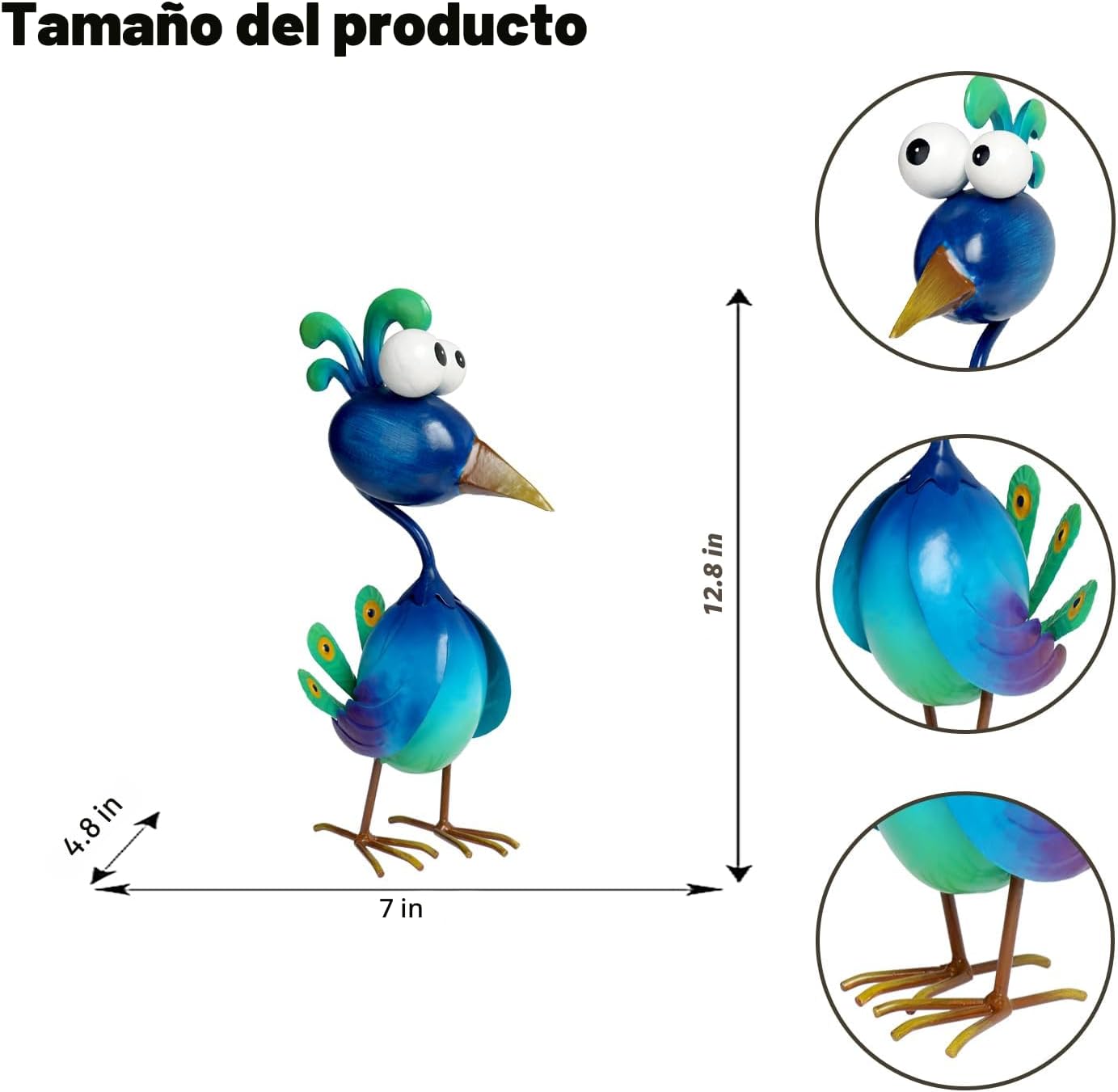 Kircust Decoración de Pavo Real de Metal Arte para Patio Estatuas a...